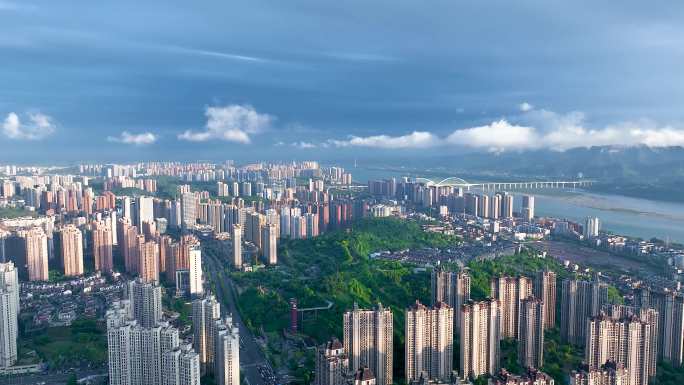 4k航拍宜昌城市大景视频素材