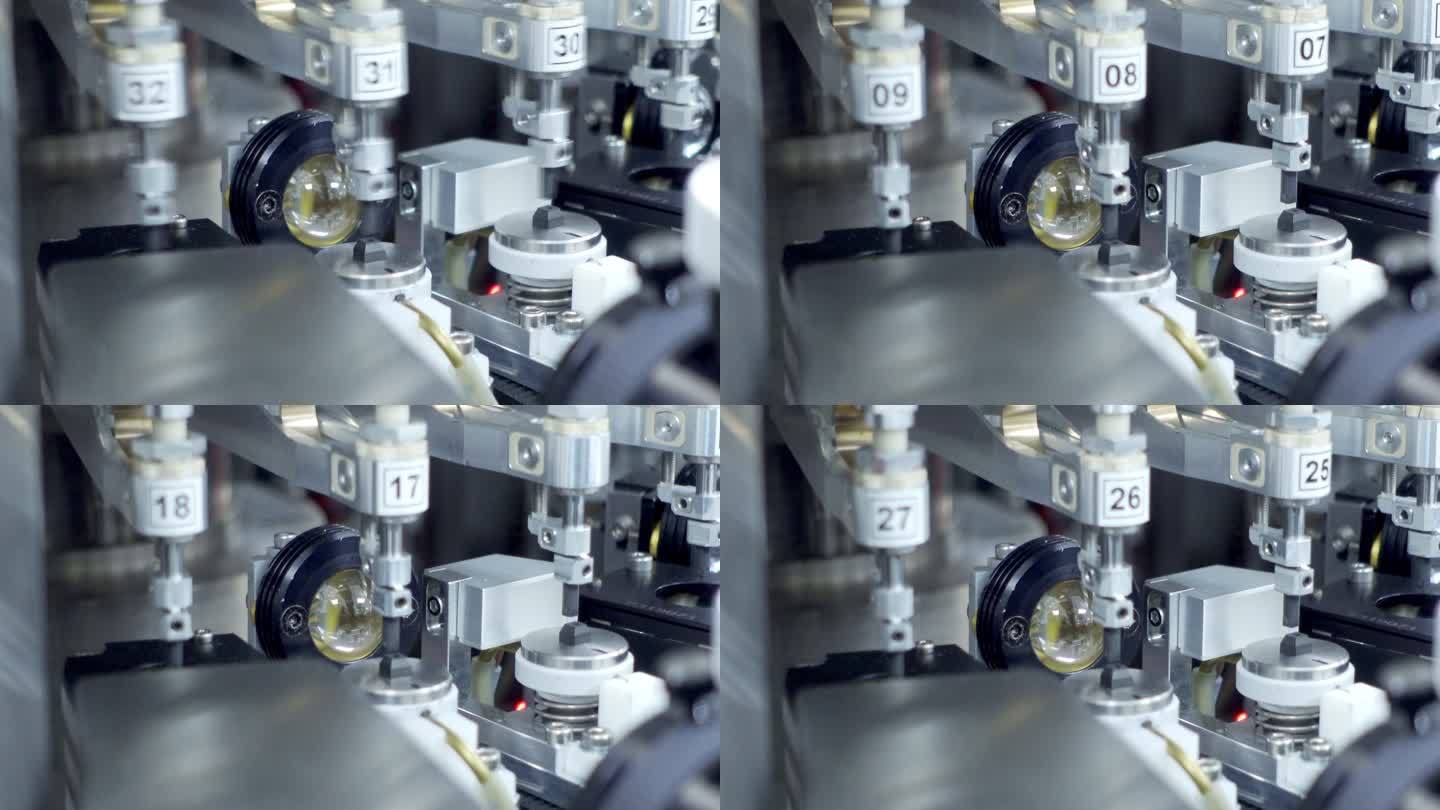 在半导体制造业的洁净室里，将芯片拾取并放置在晶片上正在测试机器的电气功能