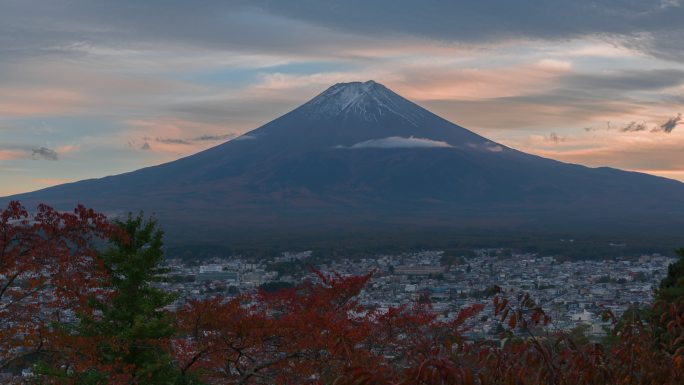 4K延时富士山昼夜秋季日本