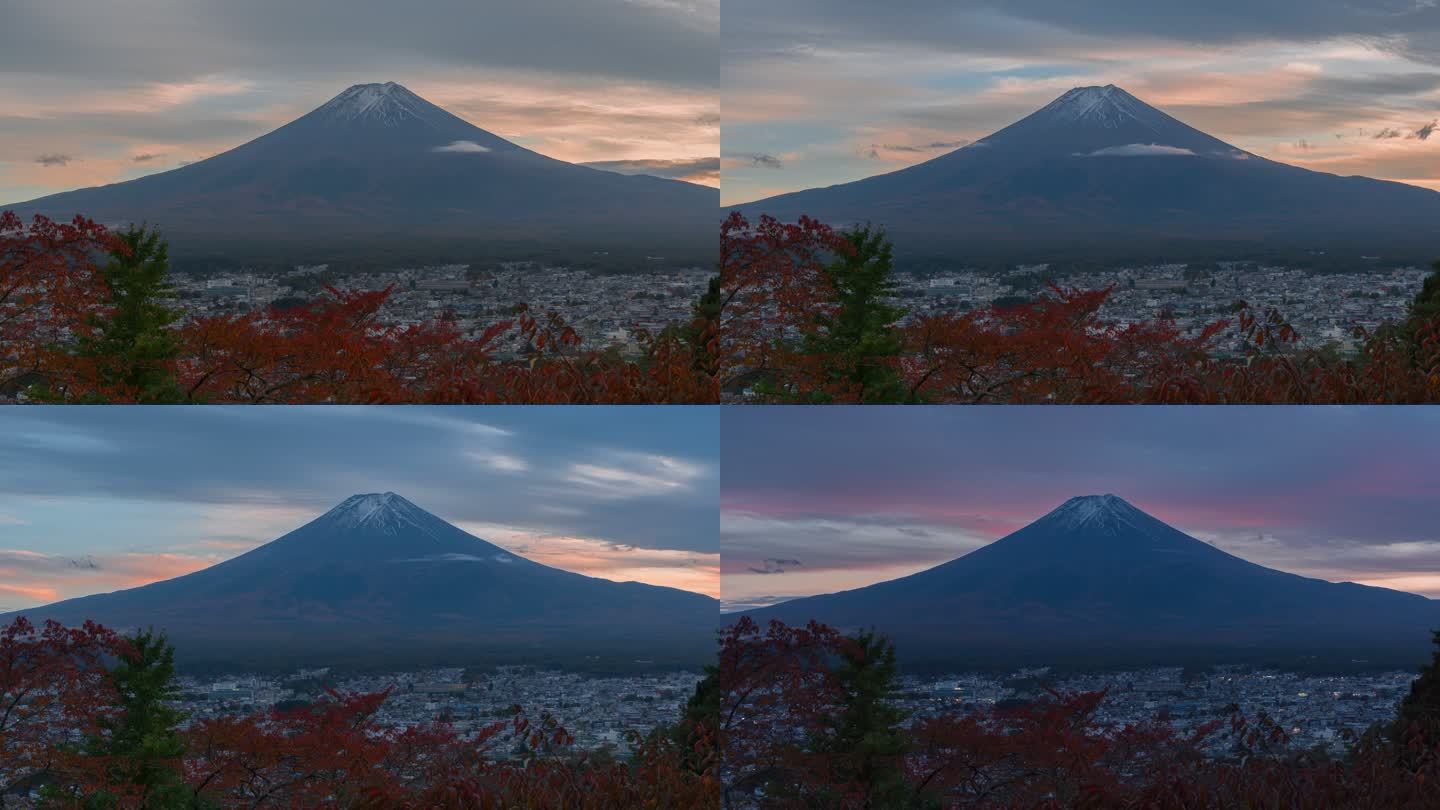 4K延时富士山昼夜秋季日本