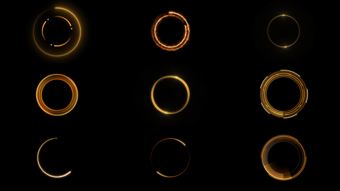 金色圆环特效素材+透明