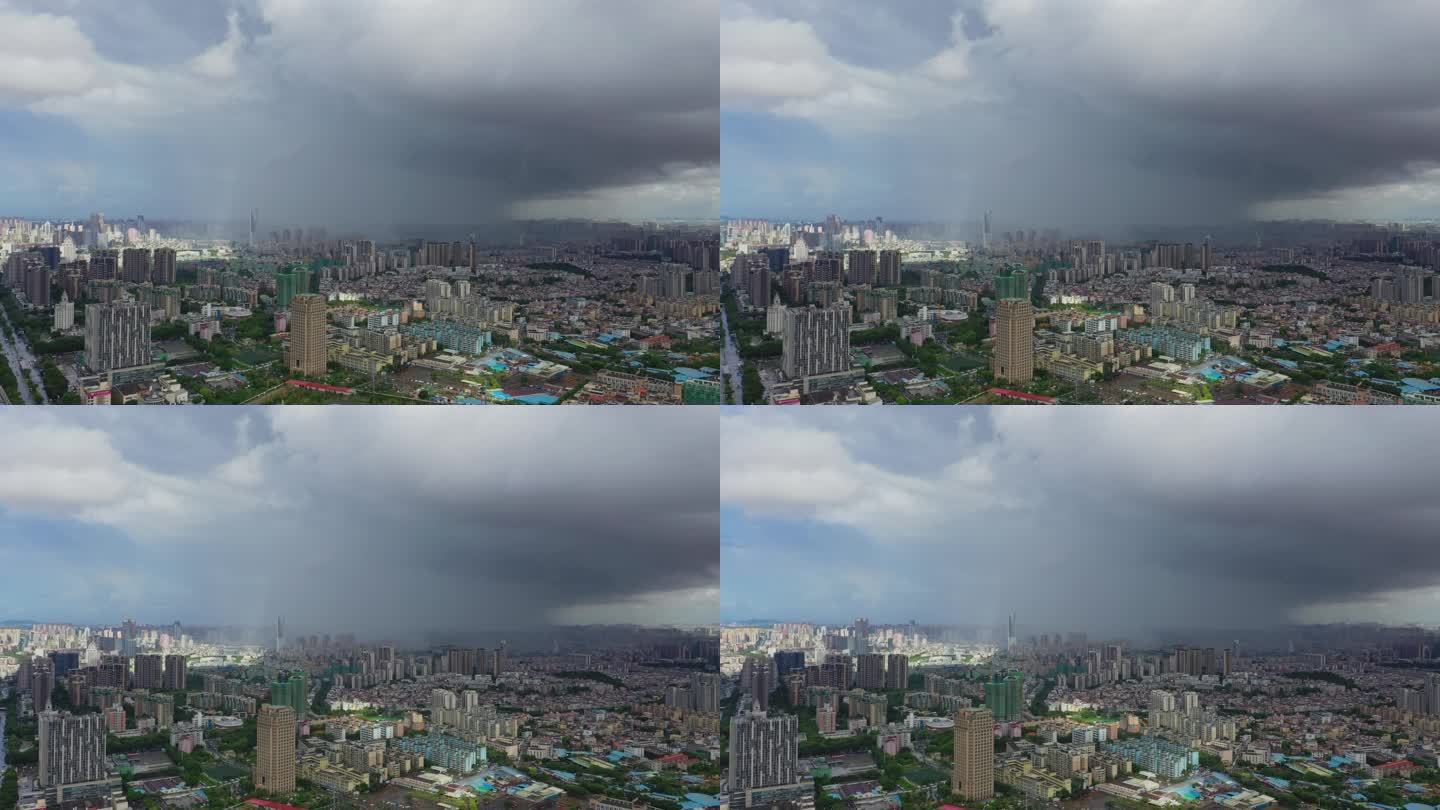 城市暴雨和彩虹航拍 4K