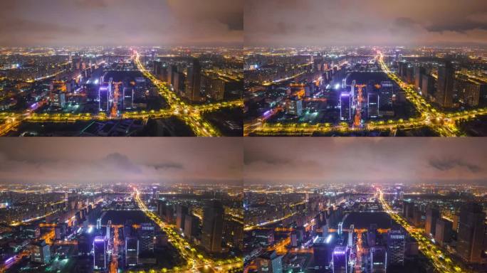 8K延时 扬州金融科技广场夜景