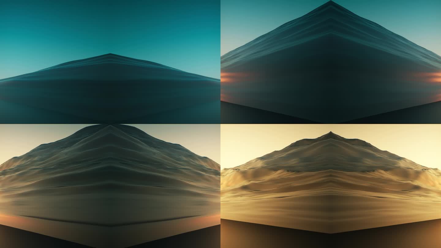 【4K时尚背景】浓烈色彩艺术创意抽象山体