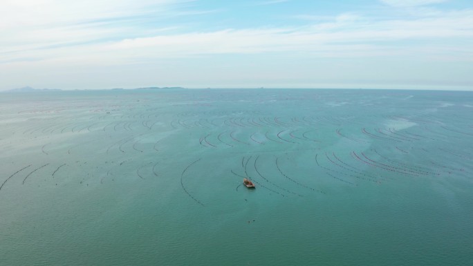 海洋水产养殖海参鲍鱼养殖航拍