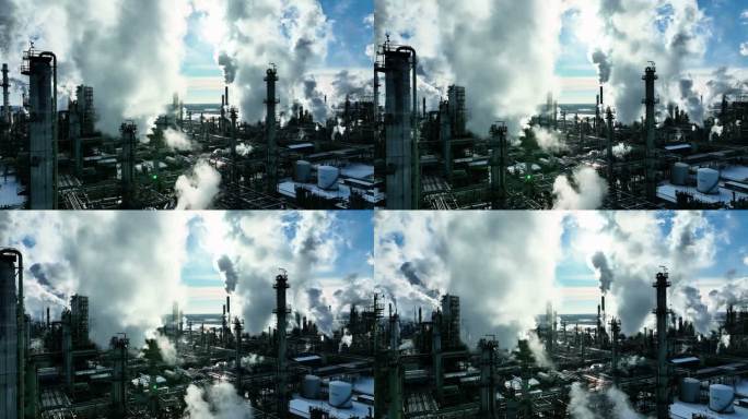 工业工厂的烟囱污染了大气。冬季天线。股票视频