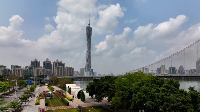 广州塔中轴线4k商用航拍