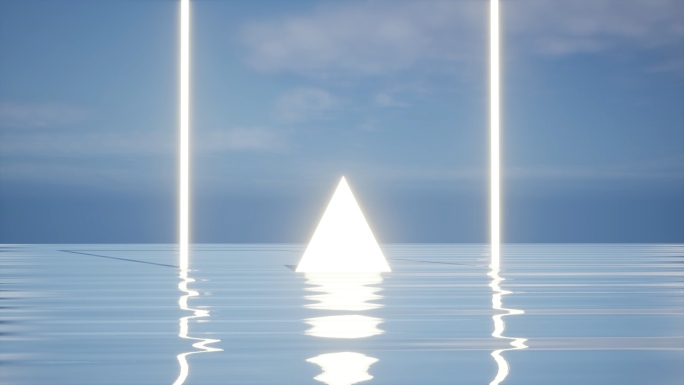【4K时尚空间】艺术空间虚幻发光体积水面