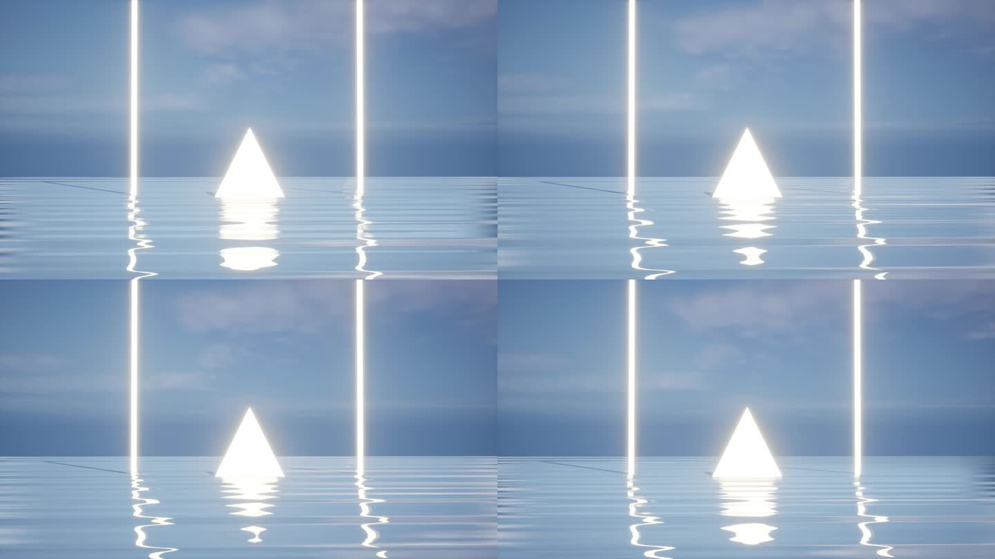 【4K时尚空间】艺术空间虚幻发光体积水面