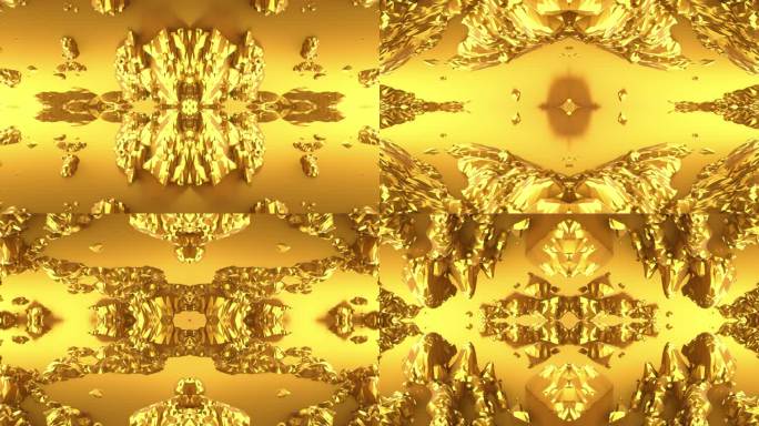 【4K时尚背景】黄金浮雕空间花纹旋转图形