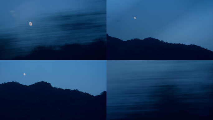 高铁火车窗外的月亮夜景4k视频素材