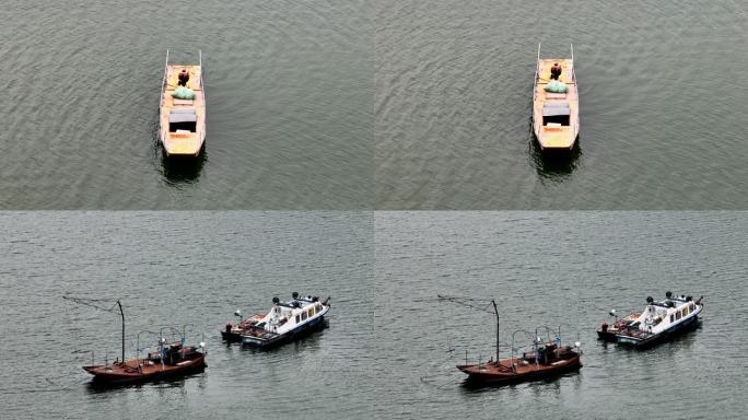 航拍 渔船空镜