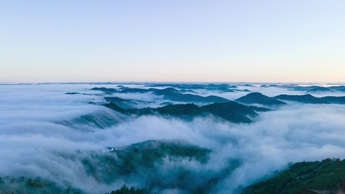 4K 黄土高原 今日生态 瀑布一样雾 美