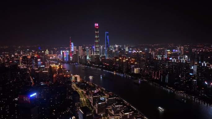 4K上海航拍延时外滩陆家嘴金融城