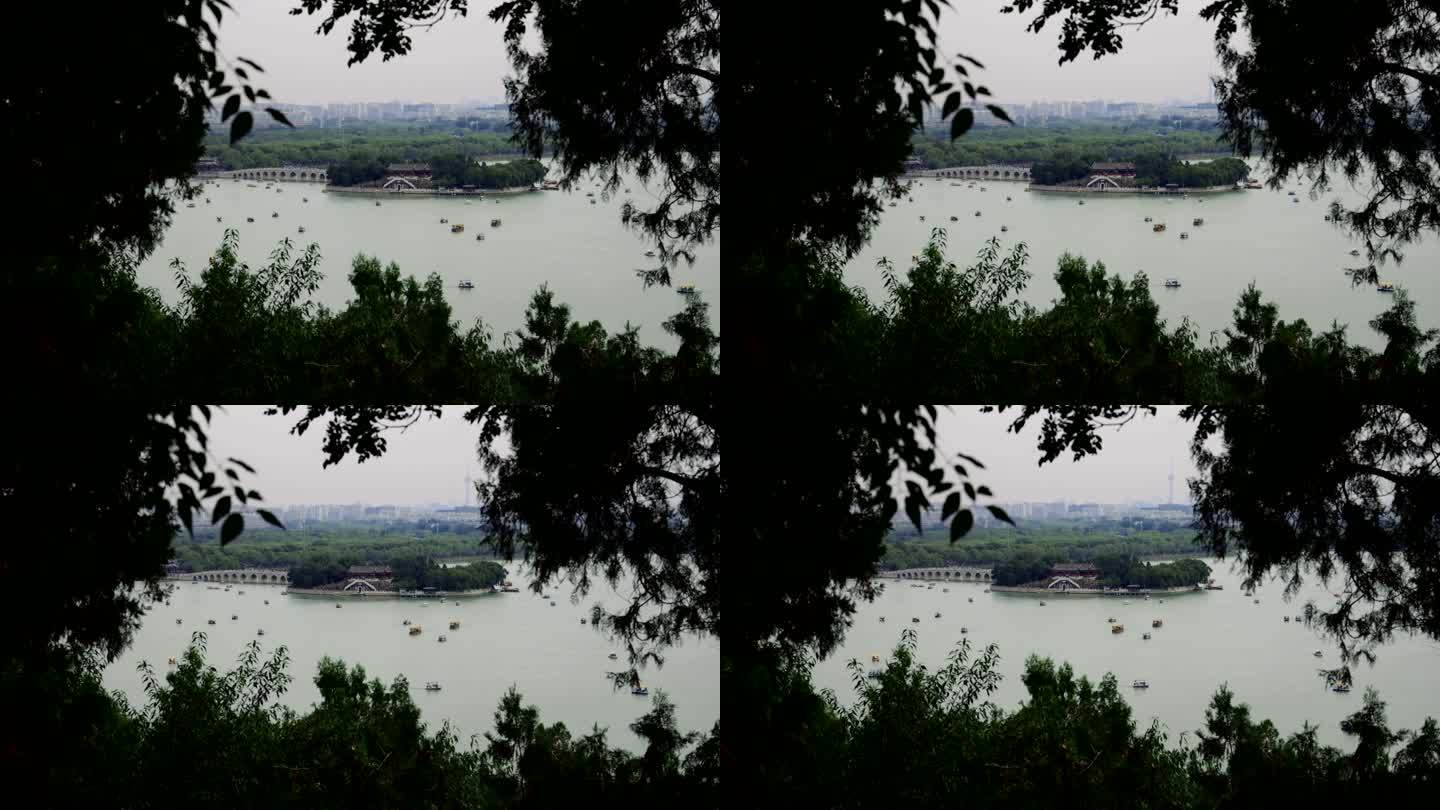 北京颐和园昆明公园湿地景区旅游风光河流雪