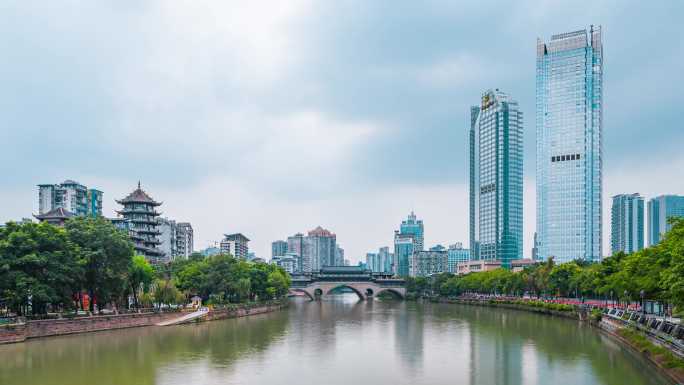 安顺廊桥_府河_香格里拉大酒店_日景延时