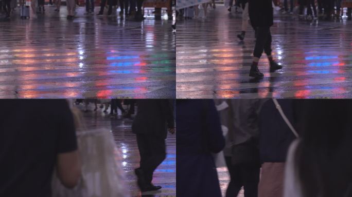 下雨时东京街道上的人行横道