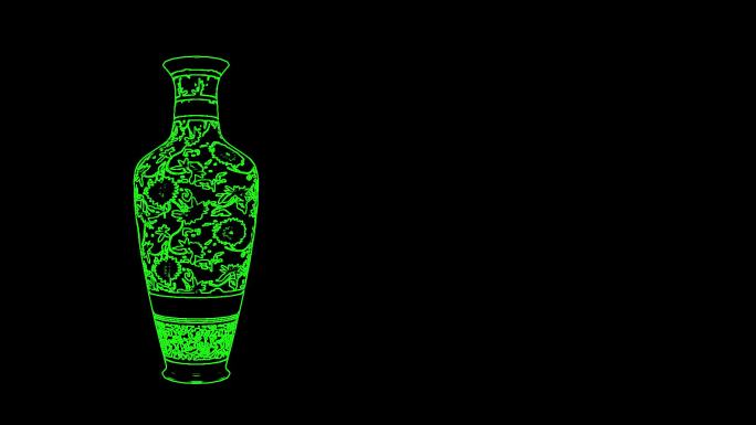 青花瓷激光投影-青花瓷纹样-元青花瓶