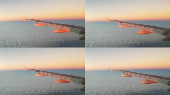 【4K60fps】朝阳阳光打在飞机机翼上