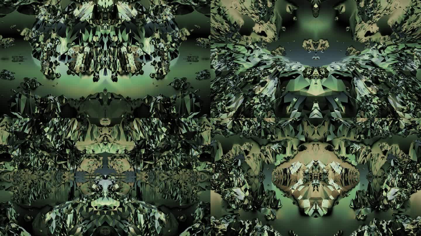 【4K时尚背景】绿野丛林幻影艺术对称花纹