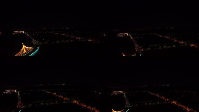 上海枫泾网红桥夜景航拍