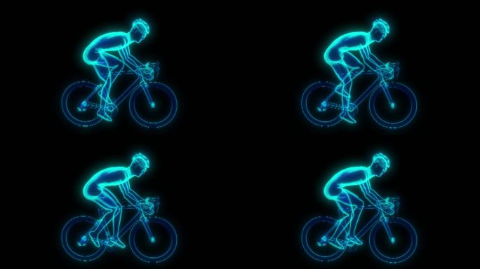 蓝色全息投影科技骑行动画素材带通道
