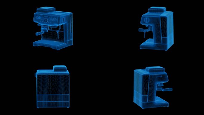 蓝色科技线条咖啡机透明通道素材
