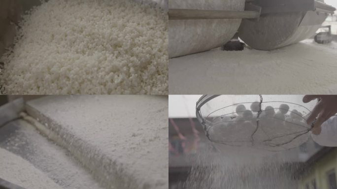 全场景展示全手工糯米磨成米粉的过程