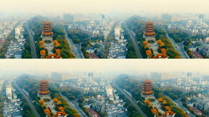 武汉黄鹤楼鸟瞰图黄鹤楼古今对比城市高楼大