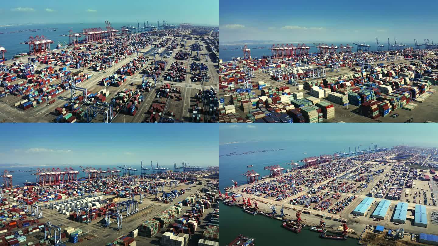 航拍港口码头集装箱物流货运海洋运输