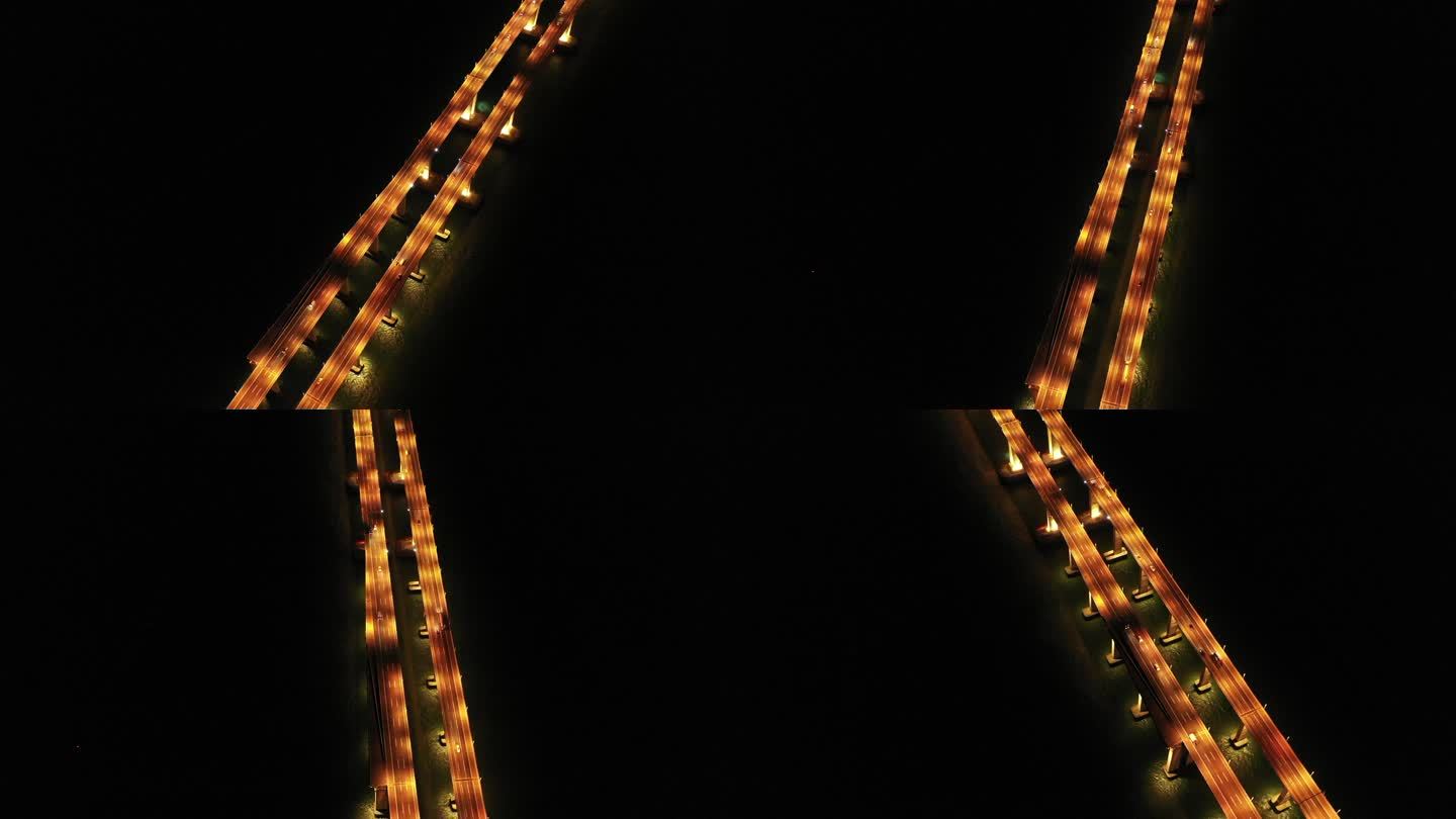 平潭海峡大桥夜景航拍