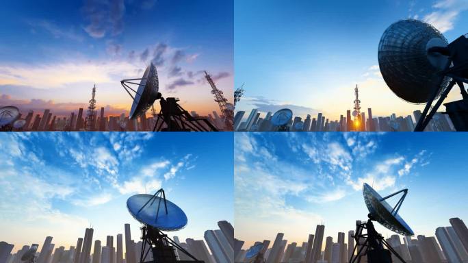4K 城市卫星雷达天线接收无线网络信号