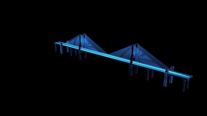 蓝色全息线框科技上海南浦大桥素材带通道