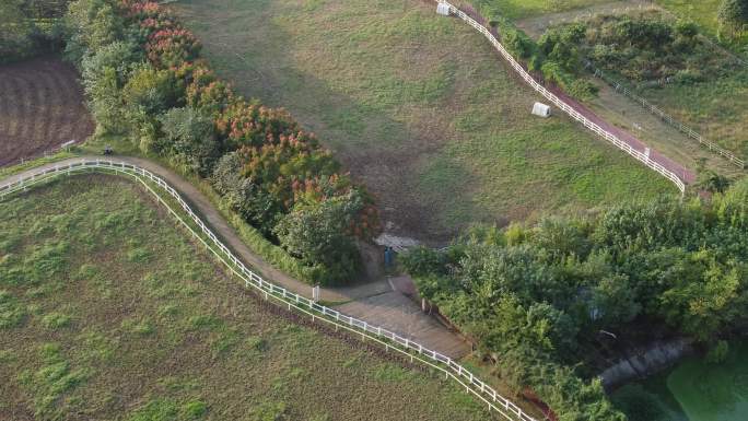 四川省德阳市旌阳区原野牧场航拍