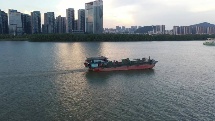 4k 航拍 广州 南沙 轮船 航运