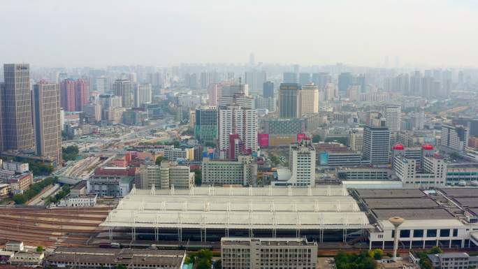 京广铁路郑州火车站航拍