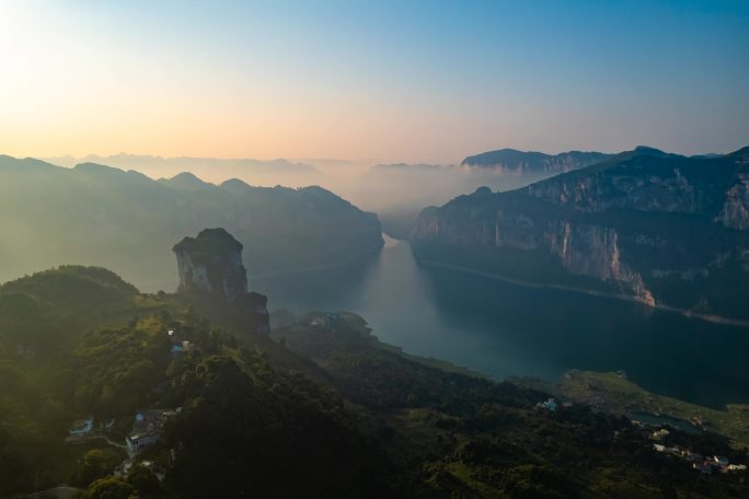 山水延时素材江河远山