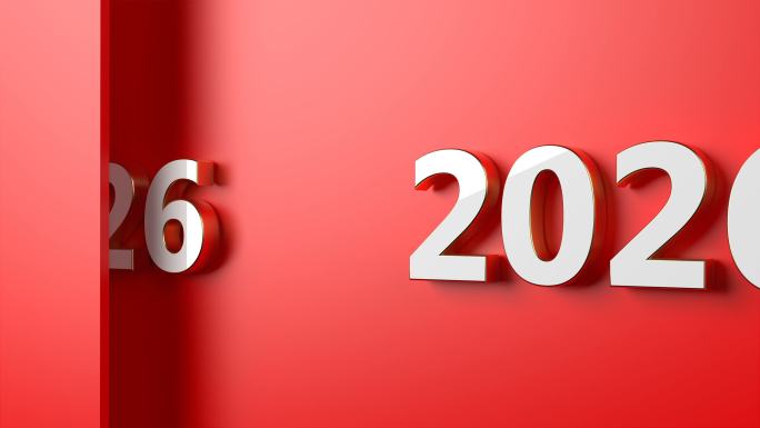 红色背景下的2026年新年概念