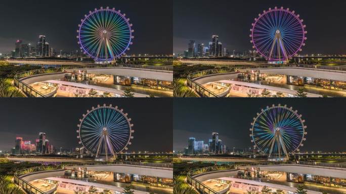 深圳欢乐港湾湾区之光摩天轮正面夜景