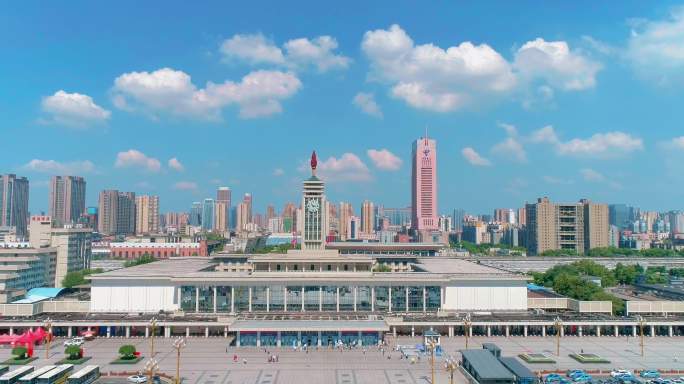长沙火车站地标建筑4k高清航拍