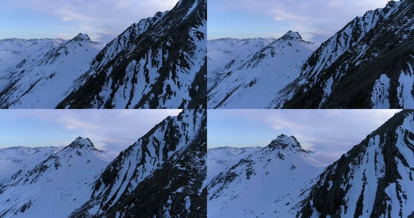 航拍雪山四川巴郎山冬季风景