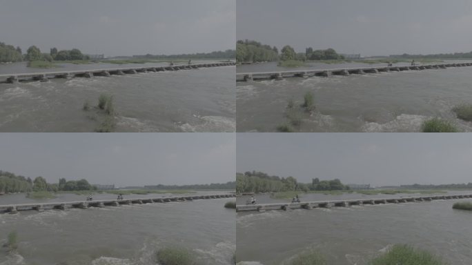 泰安大汶河航拍LOG素材明石桥