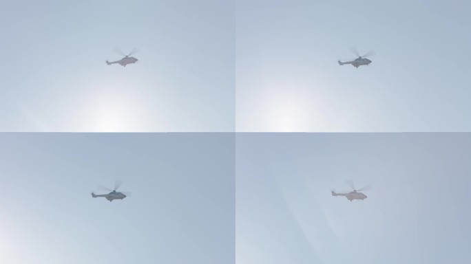 逆光直升飞机空中巡逻警用直升飞机训练机