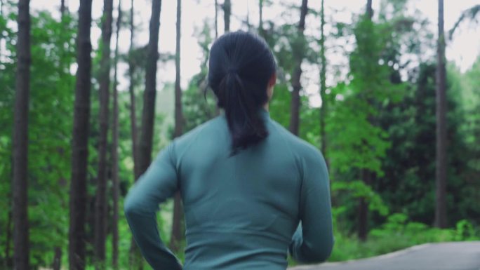 早晨跑步锻炼身体有氧运动森林慢跑亲近自然