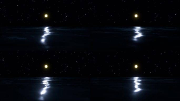 【4K空间场景】海上升明月大海星月光倒影
