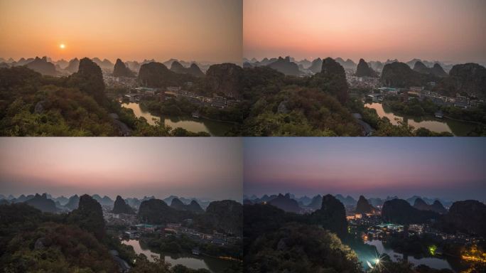 桂林木龙湖景区日转夜延时