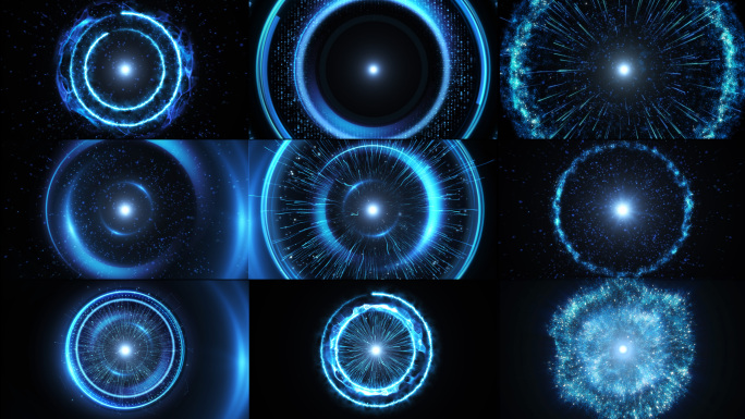多款蓝色科技爆炸冲击波+透明通道