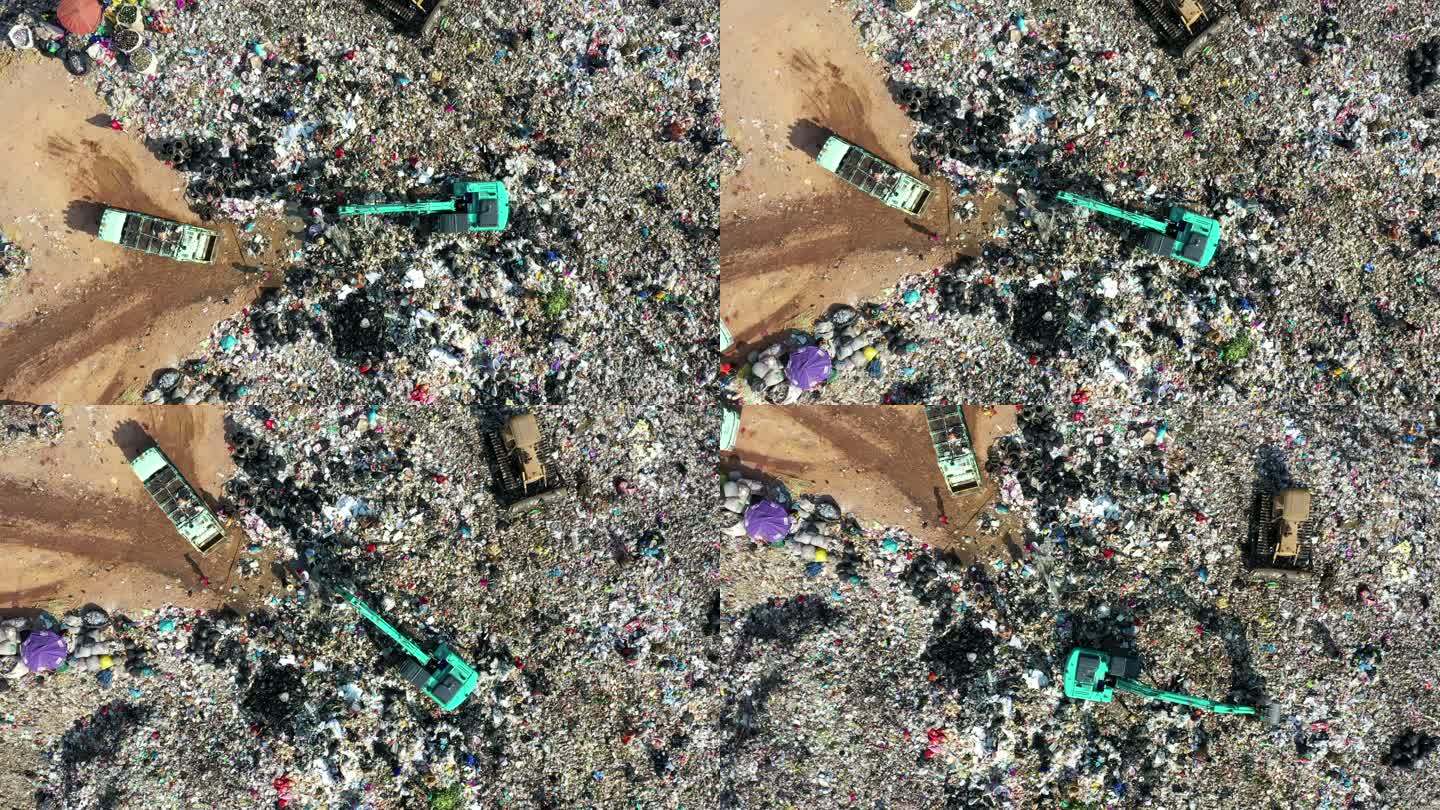 垃圾管理顶视图垃圾填埋场