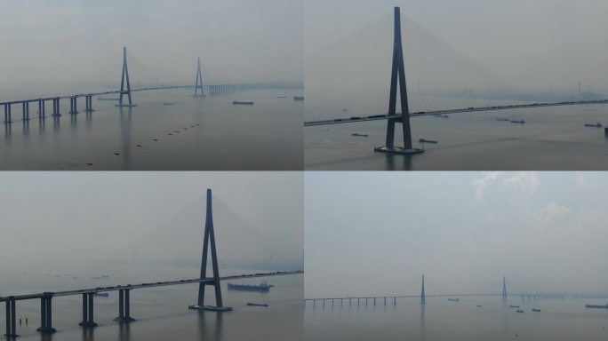 苏州南通苏通长江公路大桥延时航拍