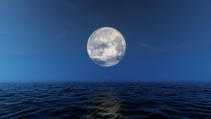 正月十五海上明月月亮升起月光倒影元宵节